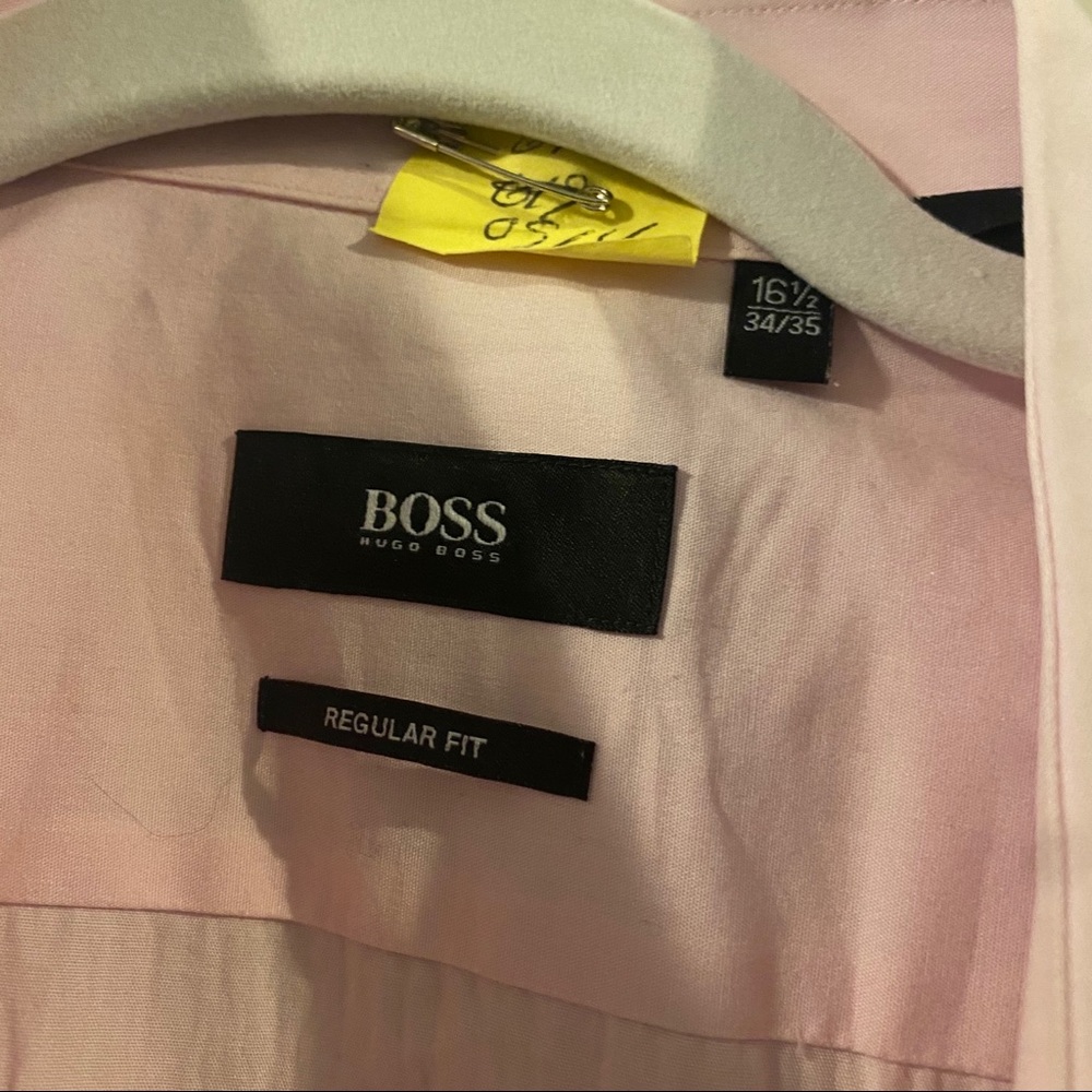 BOSS Hugo Boss Light Pink Dress Shirt 16 1/2 34/35 - Picture 4 of 12